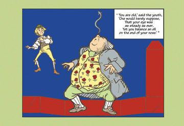 Alice in Wonderland: Father William Balances an Eel - Cutout 28x42 Giclee on Canvas