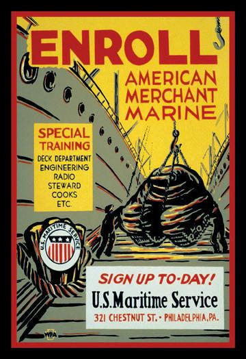 Enroll - American Mechant Marine 28x42 Giclee on Canvas