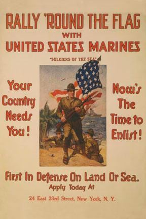 Rally &#39;round the flag with the United States Marines 28x42 Giclee on Canvas