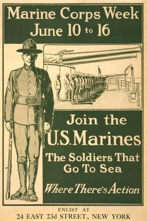 Marine Corps Week  June 10 to 16 - Join the U.S. Marines 28x42 Giclee on Canvas