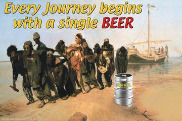 Every Journey Begins with a Single Beer 28x42 Giclee on Canvas