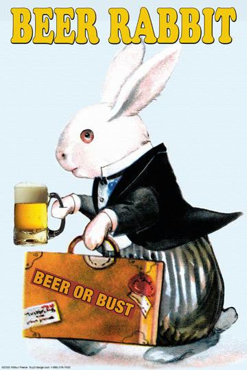 Beer Rabbit 28x42 Giclee on Canvas