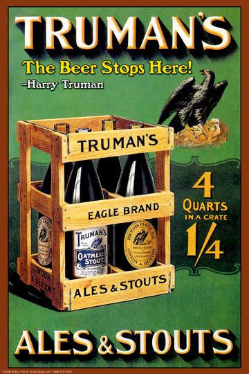 Truman&#39;s - The Beer Stops Here! 28x42 Giclee on Canvas