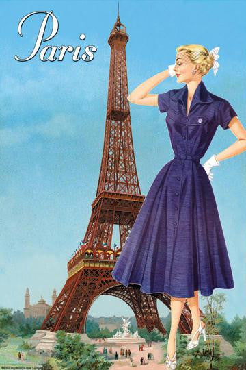 Paris Fashion Blue 28x42 Giclee on Canvas