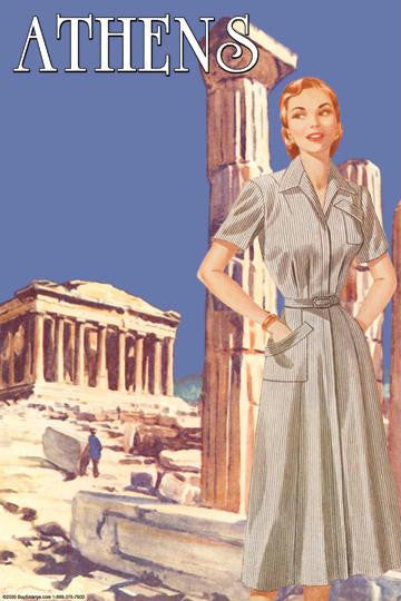 Athens 50's Fashion Tour I 28x42 Giclee on Canvas