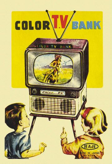 Color TV Bank 28x42 Giclee on Canvas