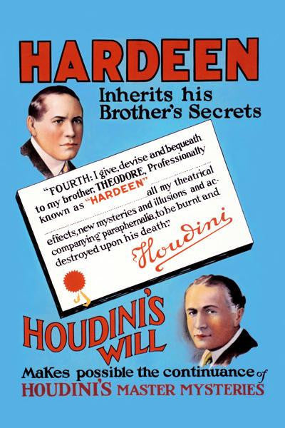 Hardeen inherits his brother&#39;s secrets 28x42 Giclee on Canvas