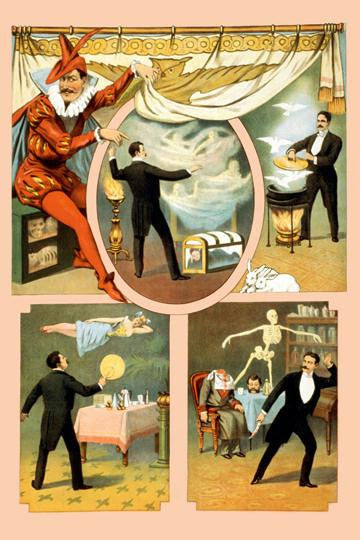 Zan Zig performing in four magic vignettes 28x42 Giclee on Canvas