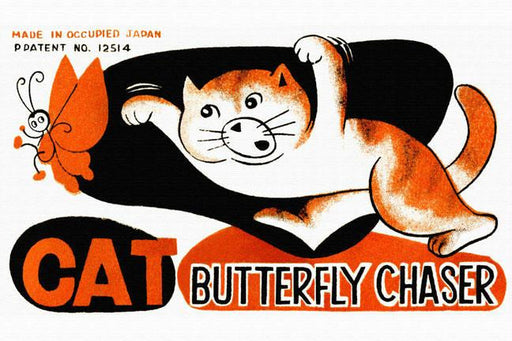 Cat Butterfly Chaser 28x42 Giclee on Canvas