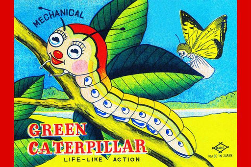 Mechanical Green Caterpillar 28x42 Giclee on Canvas