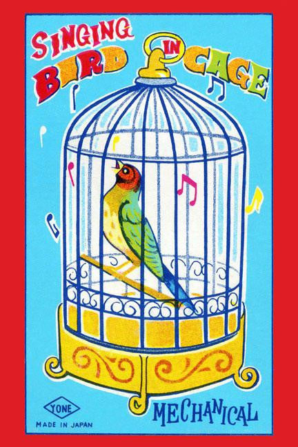 Singing Bird in Cage 28x42 Giclee on Canvas