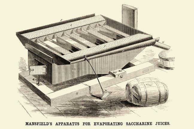 Mansfield&#39;s Apparatus for Evaporating Saccharine Juices 28x42 Giclee on Canvas