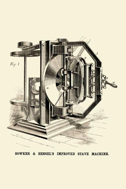 Bowker & Bensel&#39;s Improved Stave Machine 28x42 Giclee on Canvas