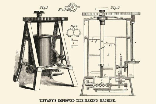 Tiffany&#39;s Improved Tile Making Machine 28x42 Giclee on Canvas