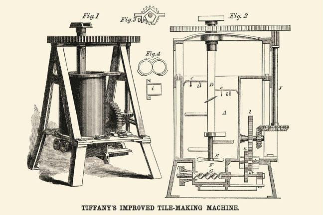 Tiffany&#39;s Improved Tile Making Machine 28x42 Giclee on Canvas