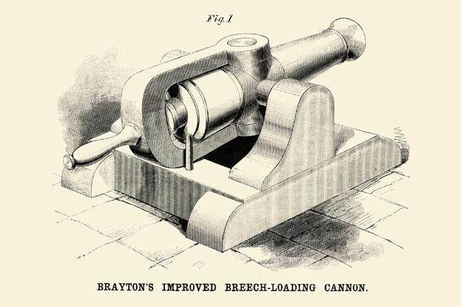 Brayton&#39;s Improved Breech-loading Cannon 28x42 Giclee on Canvas