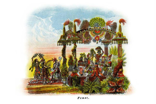 Feast - Mardi Gras Parade Float Design 28x42 Giclee on Canvas