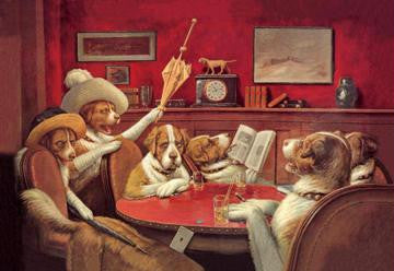 Dog Poker - This Game Is Over 12x18 Giclee on canvas