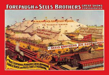 Forepaugh and Sells Brothers Great Show Consolidated 12x18 Giclee on canvas