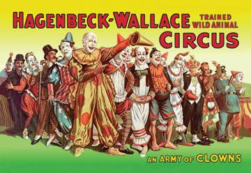 An Army of Clowns: Hagenbeck-Wallace Trained Wild Animal Circus 12x18 Giclee on canvas