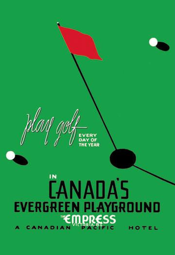 Play Golf in Canada&#39;s Evergreen Playground 12x18 Giclee on canvas