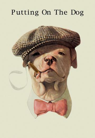 Dog in Hat and Bow Tie Smoking a Cigar 12x18 Giclee on canvas