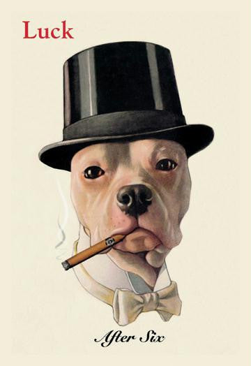 Dog in Top Hat Smoking a Cigar 12x18 Giclee on canvas