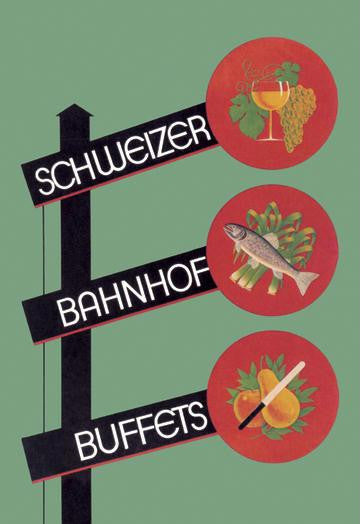 Schweizer Bahnhof Buffets 12x18 Giclee on canvas