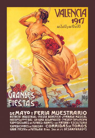 Valencia: Grande Fiestas de Mayo  1917 12x18 Giclee on canvas