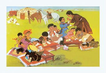 Art Class on the Grass 12x18 Giclee on canvas