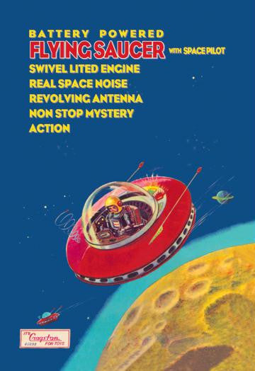 Battery Powered Flying Saucer with Space Pilot 12x18 Giclee on canvas