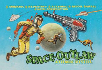 Space Outlaw Atomic Pistol 12x18 Giclee on canvas