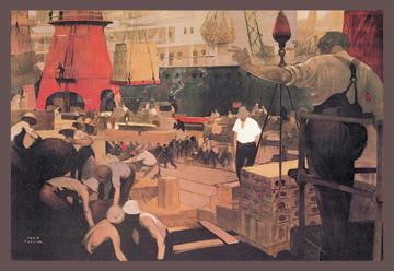 Empire Builders: Loading and Unloading Cargo 12x18 Giclee on canvas