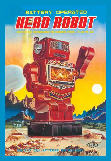 Battery Operated Hero Robot 12x18 Giclee on canvas