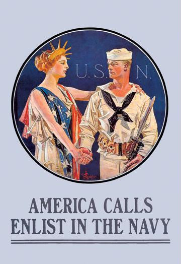 America Calls - Enlist in the Navy 12x18 Giclee on canvas