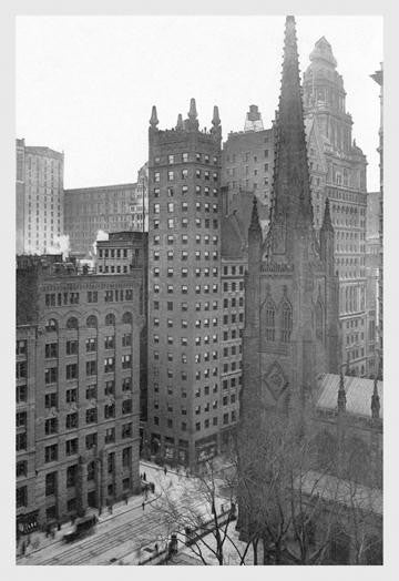 One Wall Street and Trinity Church  1911 12x18 Giclee on canvas