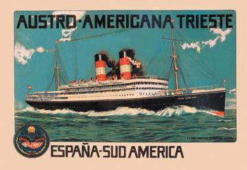 Austro-Americana Trieste Cruise Line 12x18 Giclee on canvas