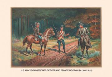 Comissioned Officer and Private of Cavalry  1802-1810 12x18 Giclee on canvas