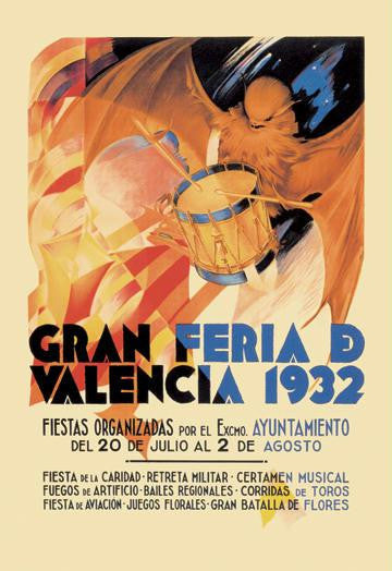 Gran Feria de Valencia 1932 12x18 Giclee on canvas