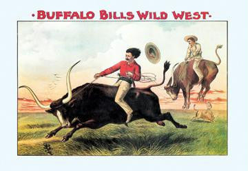 Buffalo Bill: Steer Riding 12x18 Giclee on canvas