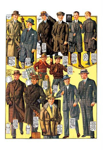 Stylish Boys and Youths with Suits and Coats 12x18 Giclee on canvas