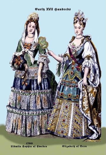 Zidmila Sophia of Sweden and Elizabeth of Bern  18th Century 12x18 Giclee on canvas