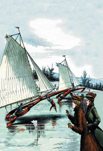 Ice Sailing Mishap 12x18 Giclee on canvas