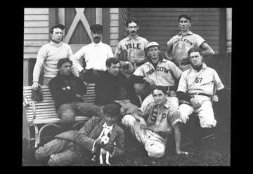 College Baseball Players with Terrier 12x18 Giclee on canvas