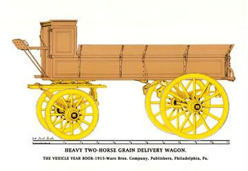 Heary Two-Horse Grain Delivery Wagon 12x18 Giclee on canvas