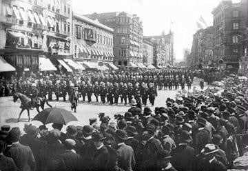 Police Parade through Streets of New York 12x18 Giclee on canvas