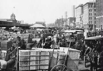 Unloading at the Docks Near West Street  New York City 12x18 Giclee on canvas