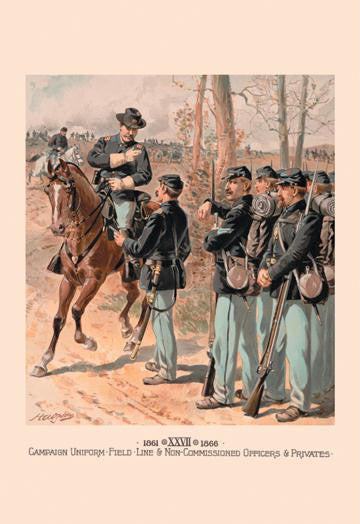 Campaign Uniform  Field  Line & Non-Commissioned Officers & Privates 12x18 Giclee on canvas