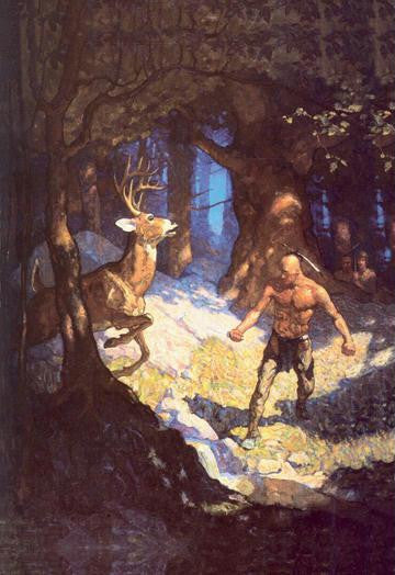 Inncus Slays the Deer 12x18 Giclee on canvas