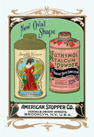 Dorothy Vernen and Euthymol Talcum Powders in New Oval Shaped Tins 12x18 Giclee on canvas